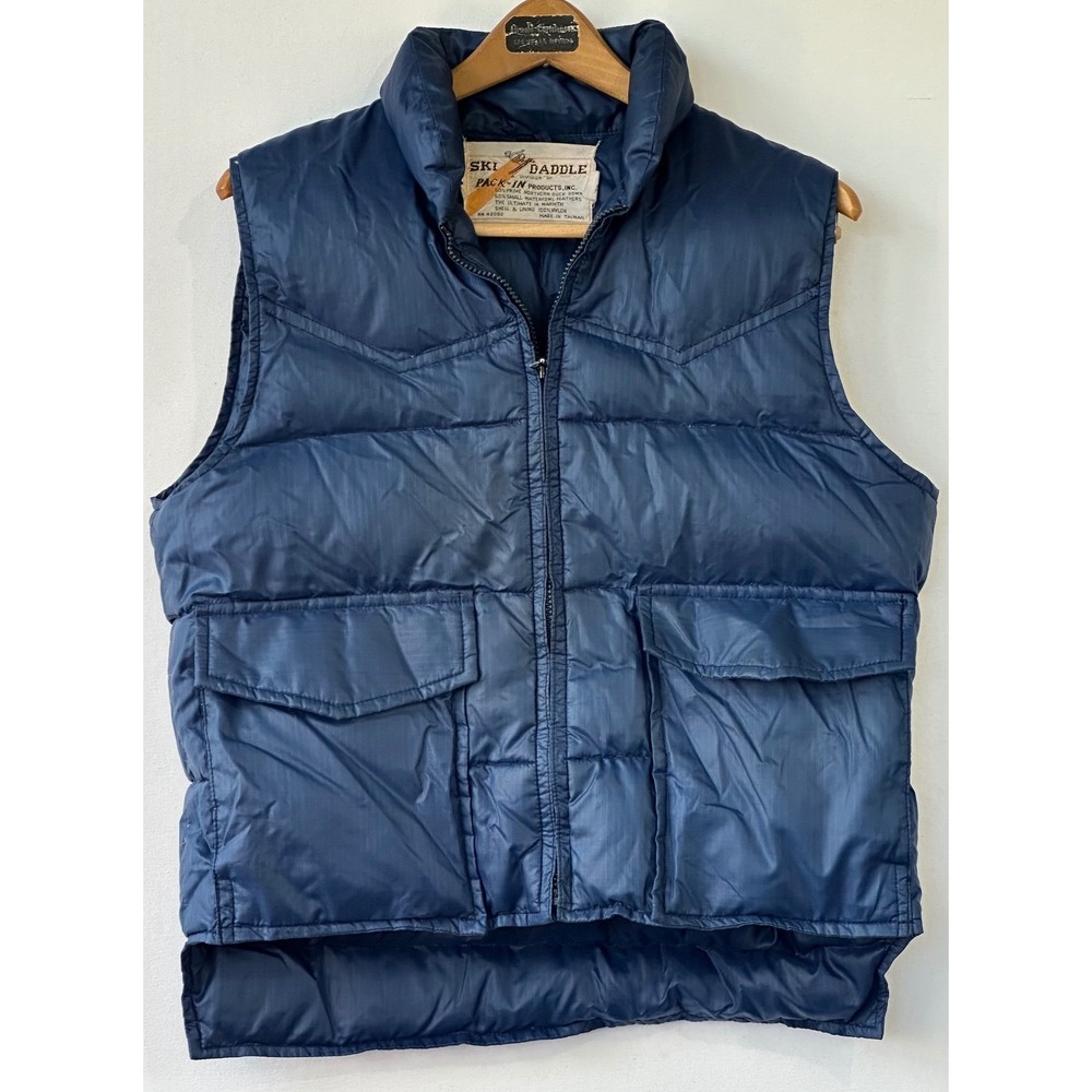 Ski Daddle Puffer Vest Vintage Down Filled Mens M Navy Blue Excellent